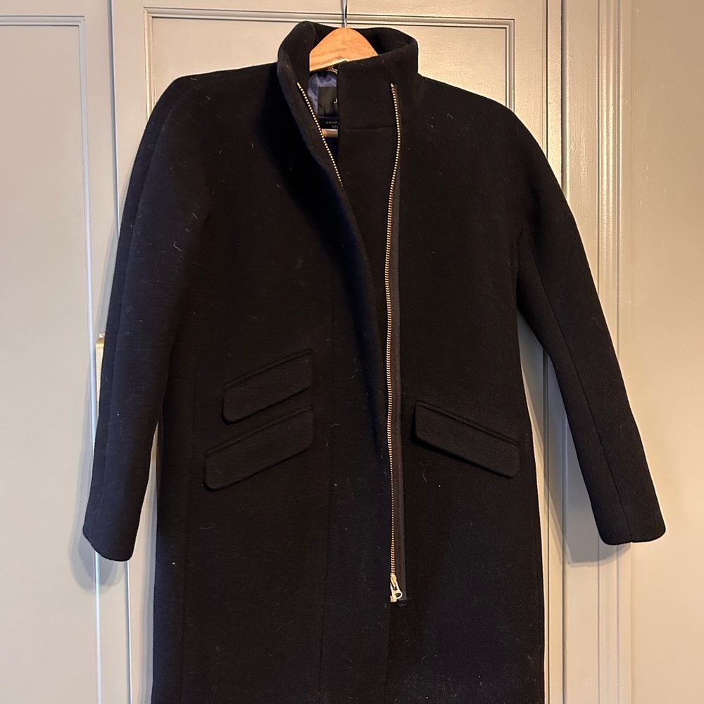 J. Crew black wool jacket w/ blue silk lining - 0